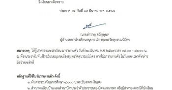 ประกาศโรงเรียนอนุบาลเมืองชุมพรวัดสุบรรณนิมิตร เรื่อง รายชื่อนักเรียนเข้าศึกษาต่อระดับชั้นมัธยมศึกษาปีที่ 4 แผนการเรียนศิลป์ – ภาษาจีน ปีการศึกษา 2567
